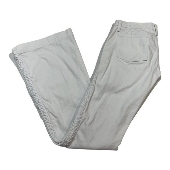 Anlo Womens 26 White Flare Leg Jeans Denim with Braided Sides Boho Festival - Picture 1 of 9